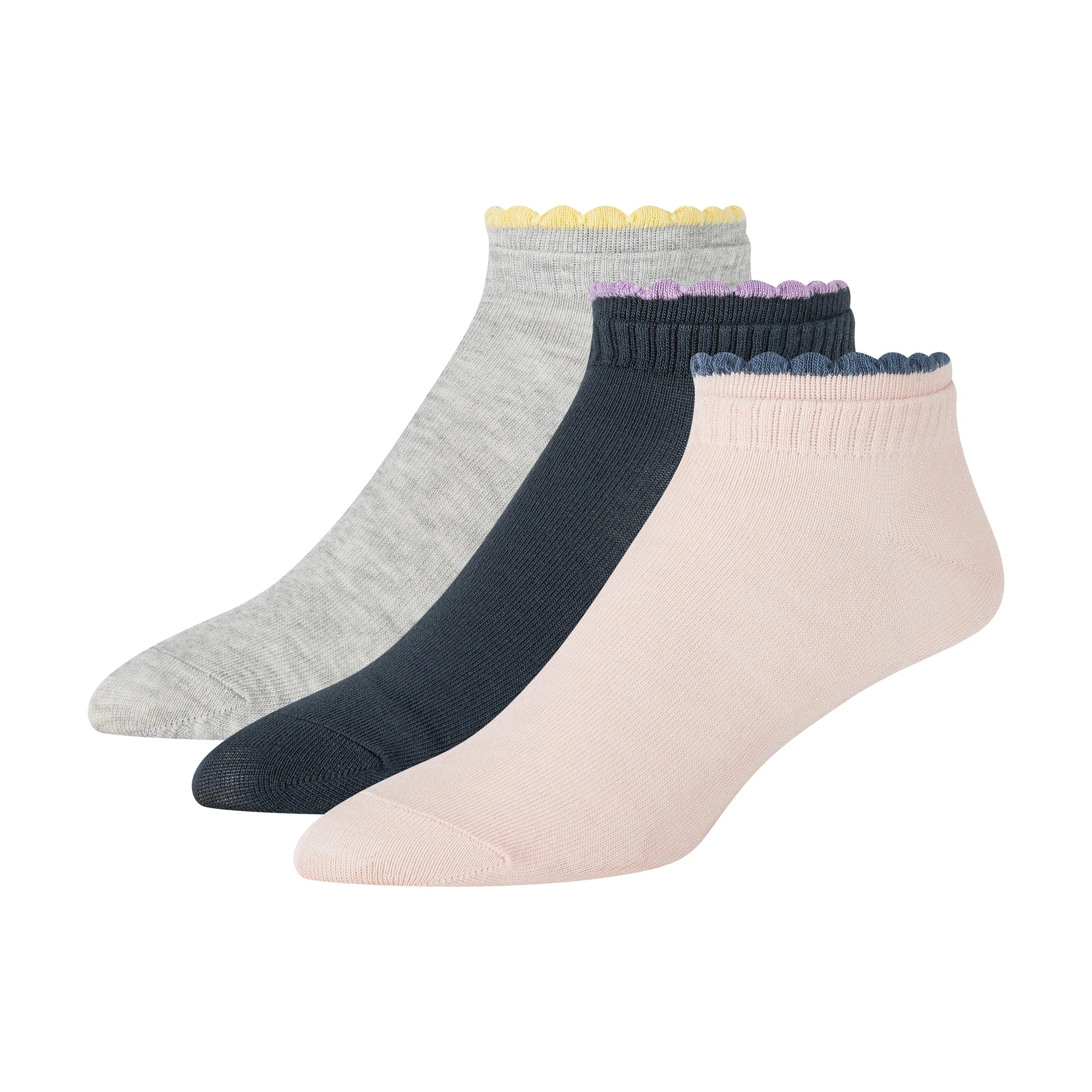 Double Cuff Delight: Your Feet's New Best Friends! No-Show Comfort in a 3-Pack, Luv!
